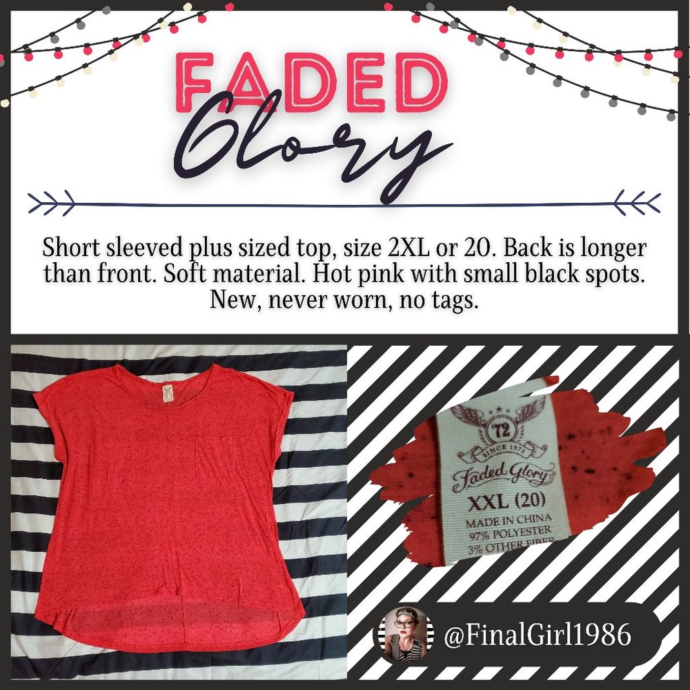 Faded Glory Pink Tee Plus Size